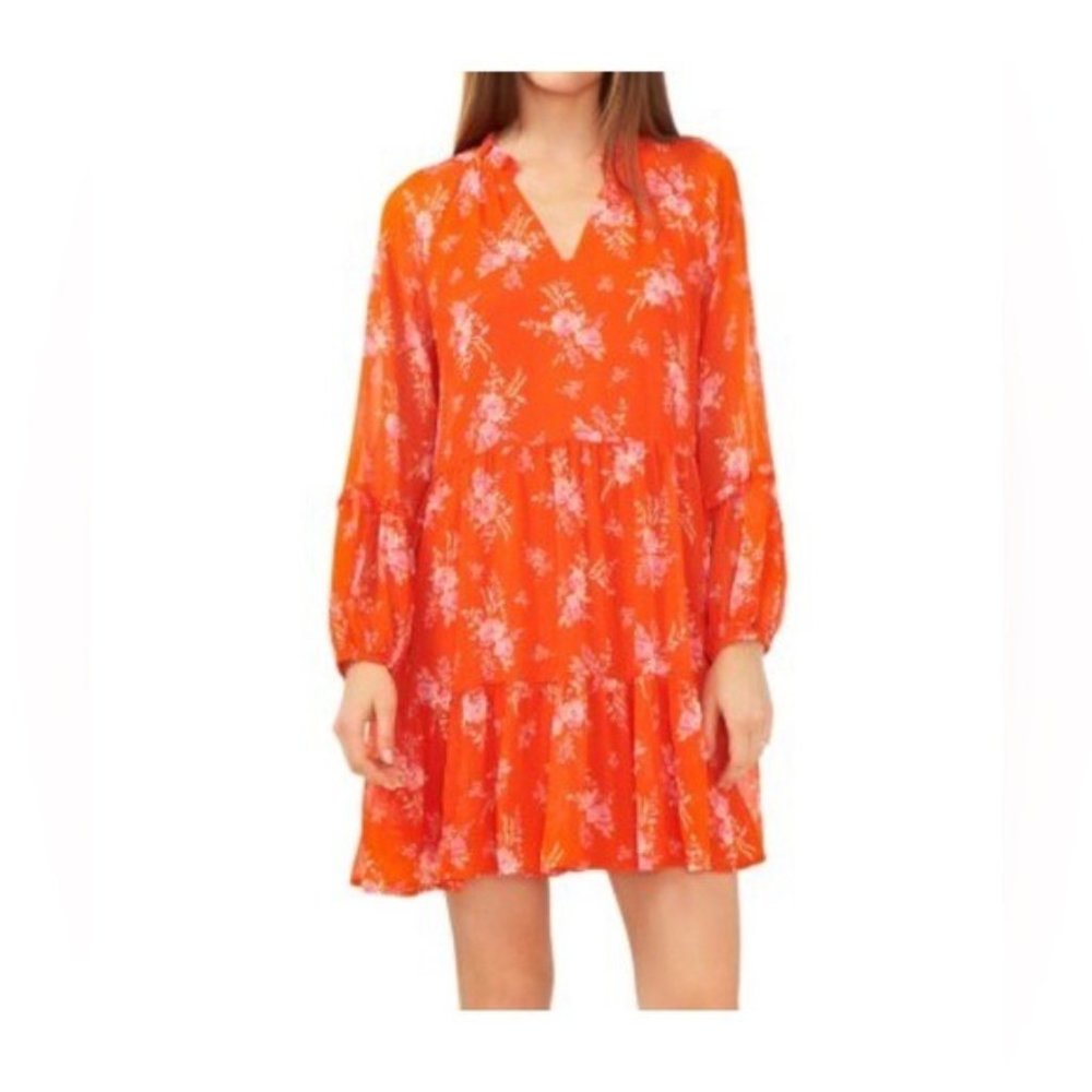 20) NWT VINCE CAMUTO Ladies Three Tier Mini Dress in Orange/Pink will fit a med